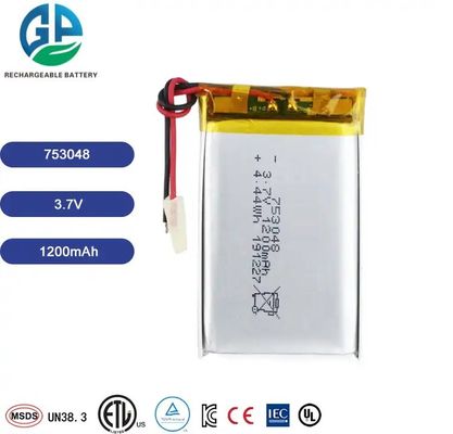 KC 承認 753048 1200mAh 3.7v リッチャージ可能なリポ電池 モニタースマートおもちゃ用