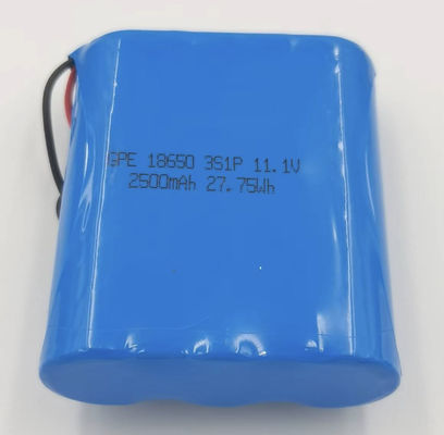 購入 18650 リチウム電池パック 11.1V 2500mAh、サイクル寿命 500 回、検出器および医療機器用 オンライン製造