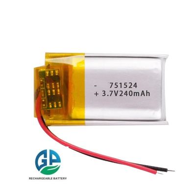 購入 充電式リポ10Cリチウム電池セル 3.7V 240mAh 751525 751524 モバイル電源充電宝パワーGPS用 online manufacture