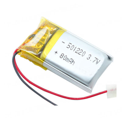 小型の李多電池のパック80Mah容量Lipo 501220 3.7V