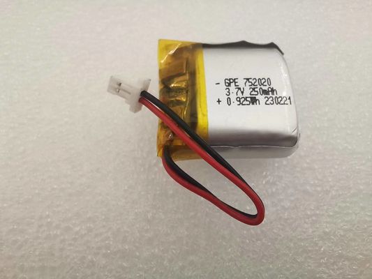 美装置李ポリマー電池、3.7V 752020 250mAh Lipoポリマー電池
