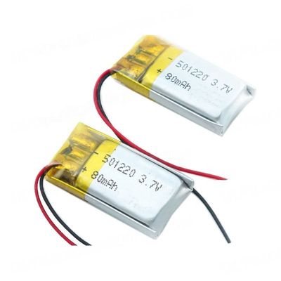 BTのヘッドホーンのCB KCのための再充電可能な小型の501220 3.7v 80mahのリチウム ポリマー電池