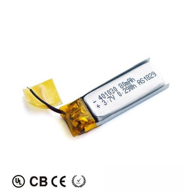 401030ワイヤーPCMのコネクターが付いている80mah 3.7vのリチウム ポリマー電池KCをもてあそぶ