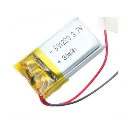 ワイヤーPCMのコネクターが付いている80mAh 501220 3.7V KCポリマー リチウム電池