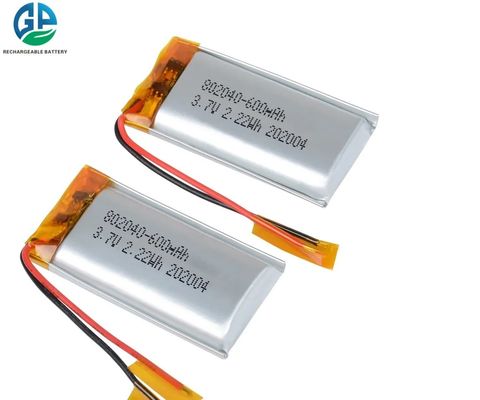 KC 3.7v 2.22wh 600mah Lipo電池のパック、802040の李の多充電電池のパック