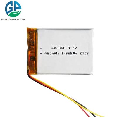 再充電可能な李ポリマーKC電池Lipo 3.7V 403040 450mah 1.665wh