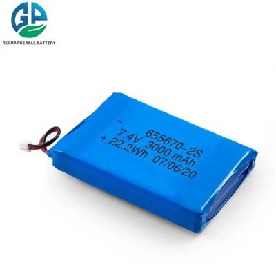 7.4V 3000mAh リポリマーバッテリー 信頼性の高い電源のための過剰充電保護