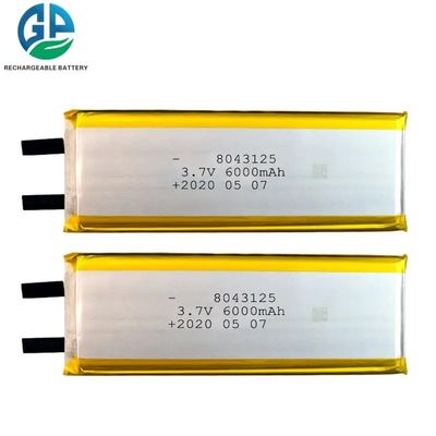 6000mah 8043125 3.7v 1s リチャージ可能なリポ電池 ブルー プラグ付き