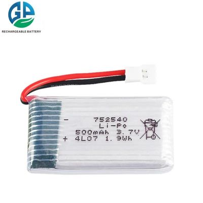 UN38.3 認定 3.7V 500mAh リチウムポリマーバッテリー パック リチャージ可能なリポバッテリー