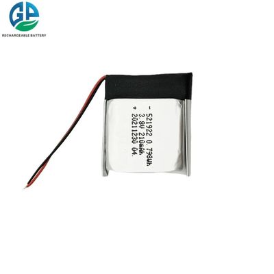 UN38.3 リチウムポリマーバッテリーパック 521922 3.8v 210mAh リチウムイオンポリマーバッテリー