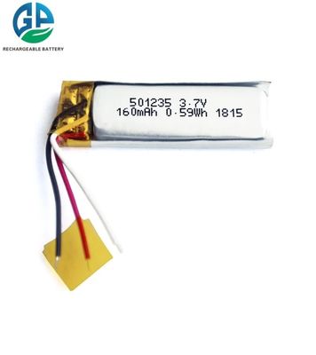 再充電可能な501235 160mAh 3.7V リポバッテリー パック KC IEC62133 玩具用リチウムポリマーバッテリー