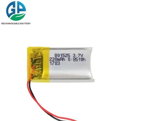 801525 230mah リチウムポリマー バッテリー パック 500 倍 サイクルの寿命