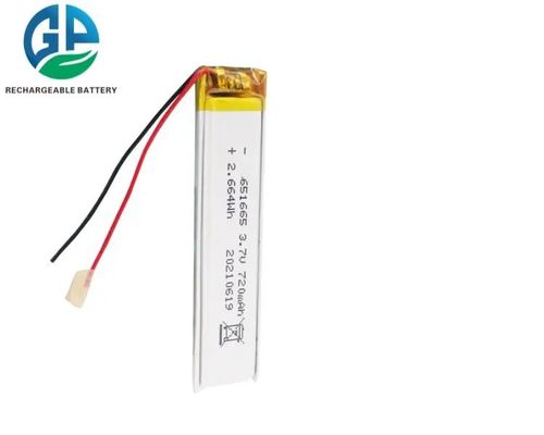 再充電可能 651665 リチウムポリマー バッテリー パック 720mAh 3.7V 500倍サイクルの寿命