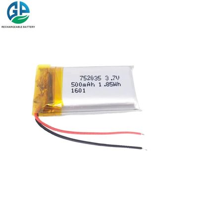 752035 500mAh 3.7V リチウムポリマー充電式バッテリーパック オーディオプレーヤー用