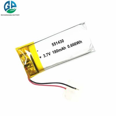 高容量 リポリマー電池 3.7V 551430 180mah