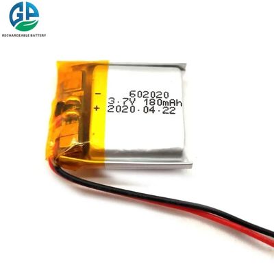602020 充電式リチウムポリマーバッテリー 3.7V 180mAh サイクル寿命500回