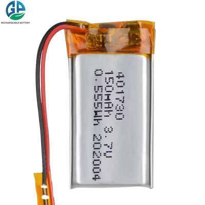 KC承認 リチャージ可能なリチウムポリマー電池 3.7V 150mAh 401730 PCBワイヤー付きリポ電池