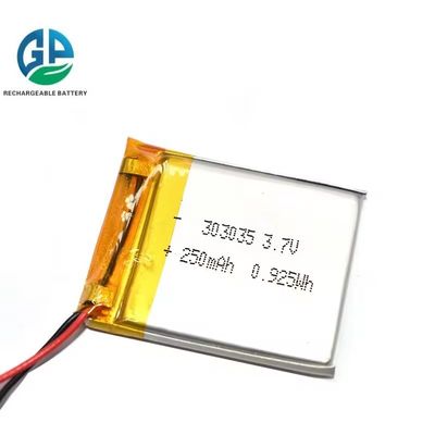 3.7V 250mAh 303035 リチウムポリマーバッテリーパック UL1642 IEC62133 KC CB 承認済み充電式 LiPo バッテリー