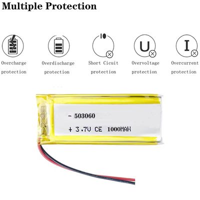 KC CB IEC62133 承認 1000mAh 3.7V リチウムポリマーバッテリー パック リチャージ可能なリポバッテリー