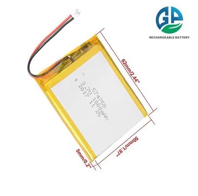 KC IEC62133 承認 再充電可能な3.7v 574758 1800mah 3.7v リチウムポリマー リポバッテリー