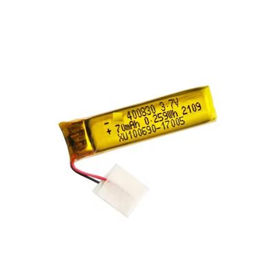 3.7V 70mAh 400830 モデル リチウムポリマー充電式 LiPo バッテリー デジタル製品用