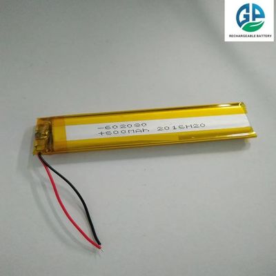 高容量3.7V 600mAh リチウムポリマー電池 602080 信頼性の高い電源のためのサイズ