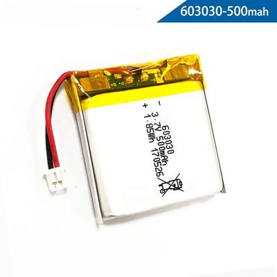 再充電可能なUN38.3 603030 3.7 V 500mah李ポリマー電池