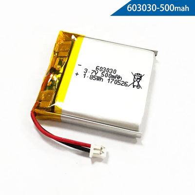 IEC62133 3.7ボルト500mAh 603030のリチウム ポリマー電池のパック