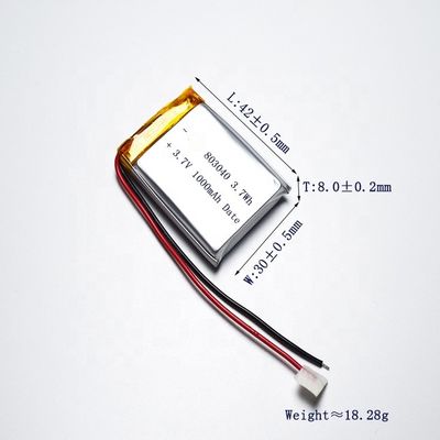 UN38.3認証 1000mAh 3.7V リチウムポリマーバッテリーパック 充電式リポバッテリー